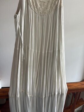 LC Lauren Conrad Cream Crochet-Yoke Maxi Dress